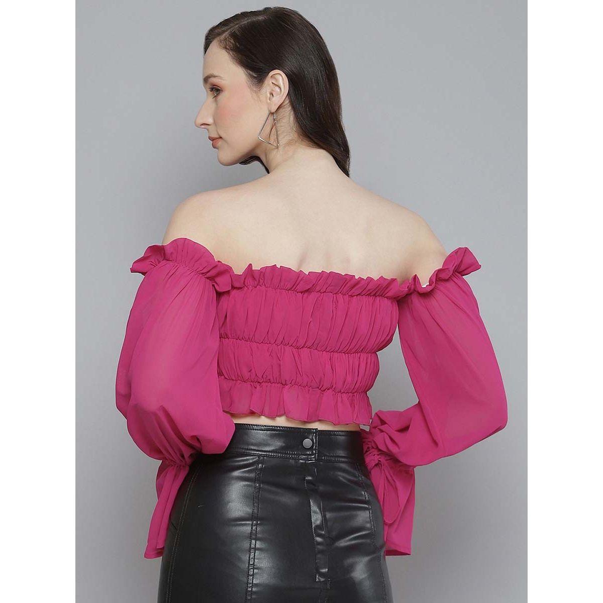 Sassafras X Styli Off Shoulder Ruched Detail Crop Top-women-clothing-shirtsandblouses-blouses-image-3