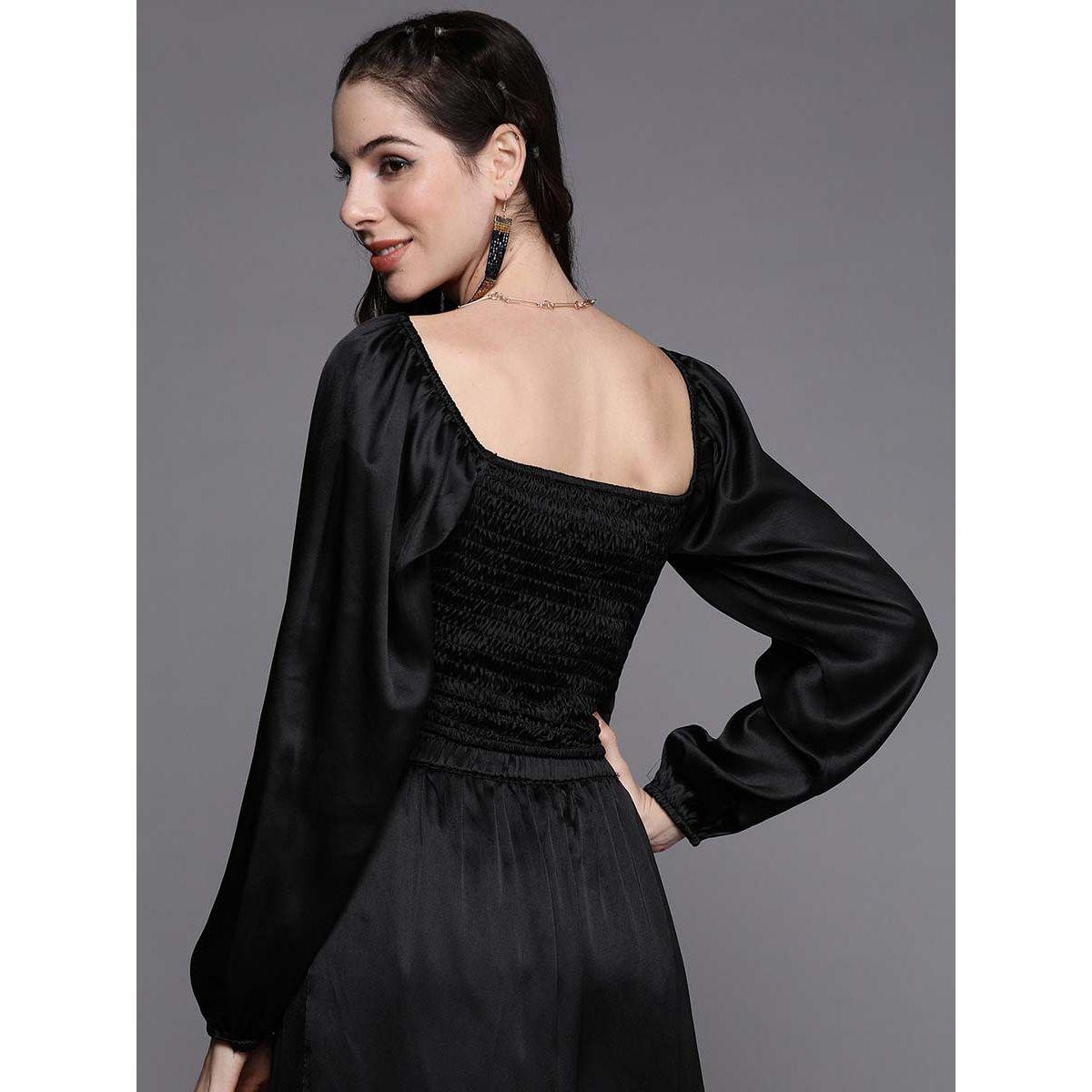 Sassafras X Styli Satin Gathered Crop Top-women-clothing-shirtsandblouses-blouses-image-4