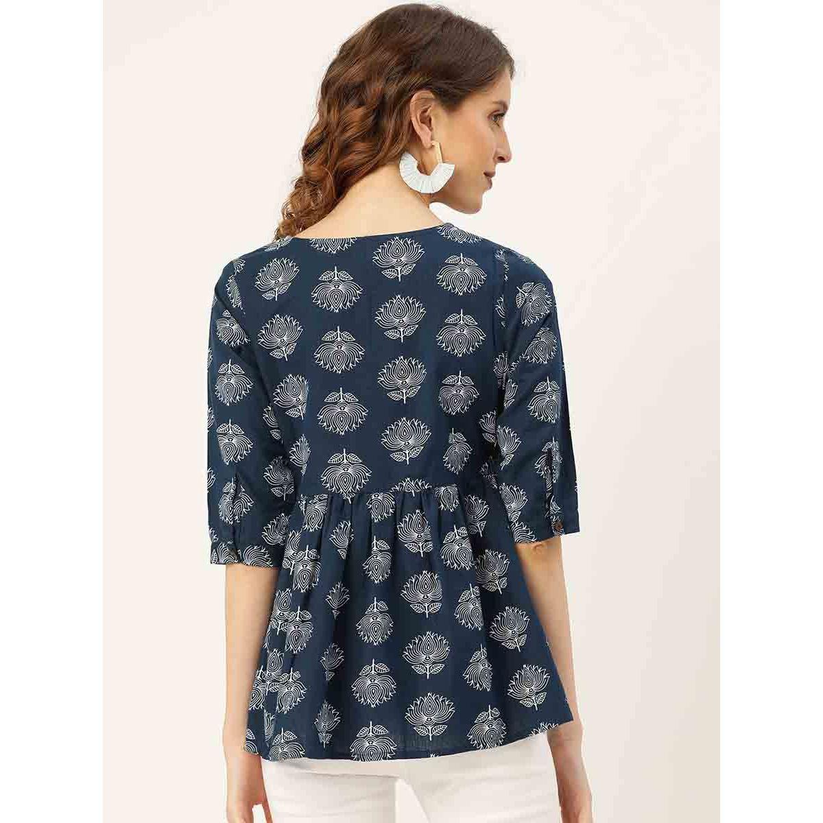 بلوزة بيبلوم بطبعة لوتس ساسافراس × ستايلي-women-clothing-shirtsandblouses-blouses-image-3