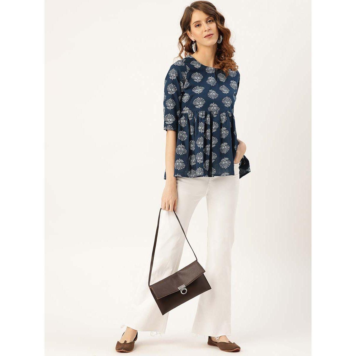 بلوزة بيبلوم بطبعة لوتس ساسافراس × ستايلي-women-clothing-shirtsandblouses-blouses-image-4