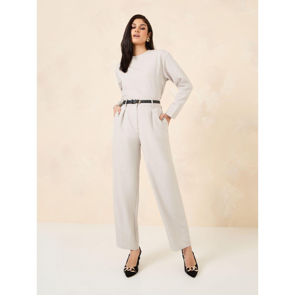 Styli Solid Tapered Trouser with Side Pocket-women-clothing-bottoms-trousers-image-1