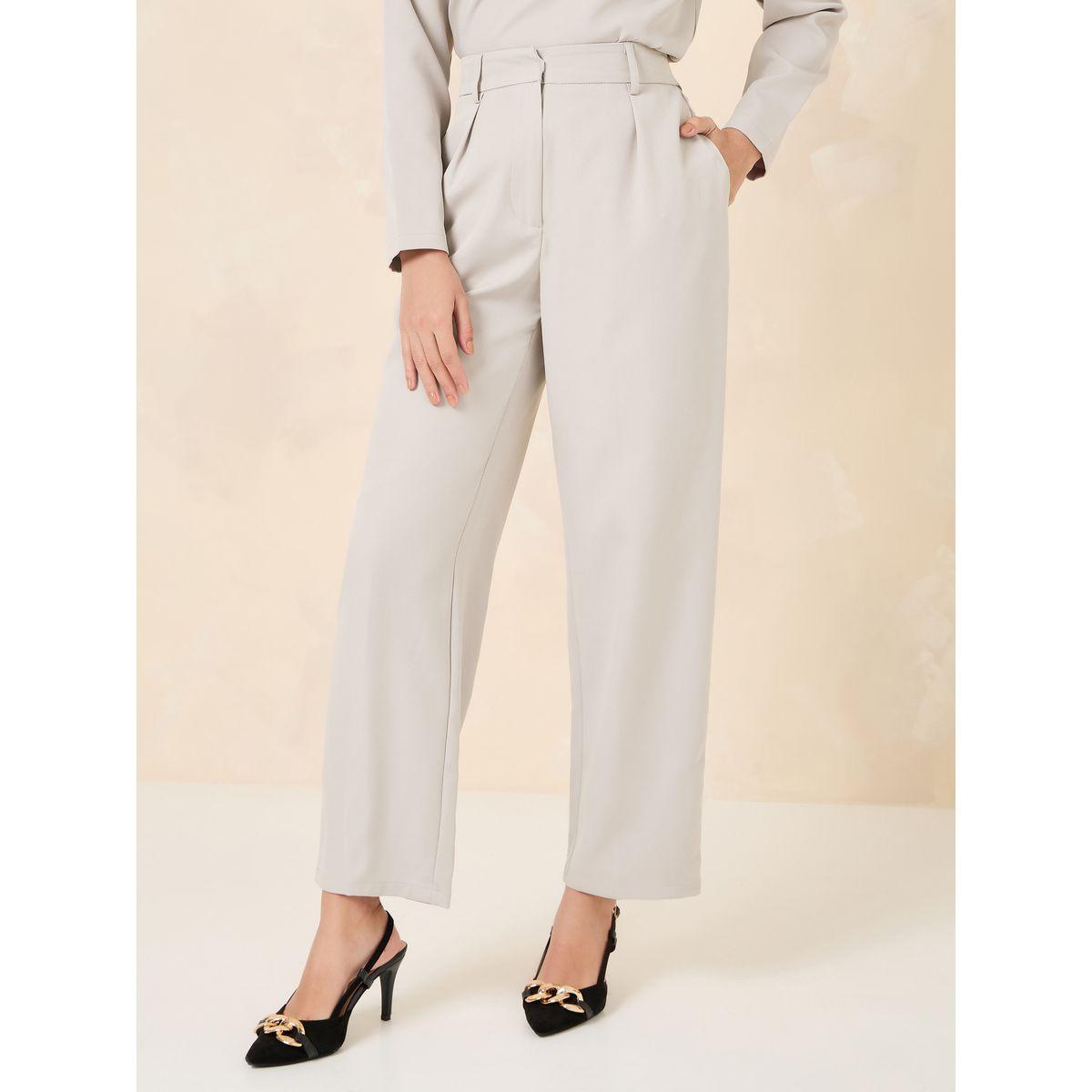 Styli Solid Tapered Trouser with Side Pocket-women-clothing-bottoms-trousers-image-2