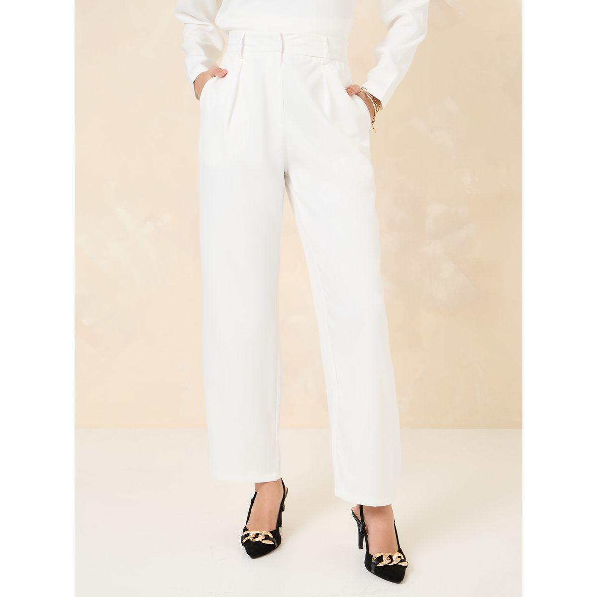 Styli Solid Tapered Trouser with Side Pocket-women-clothing-bottoms-trousers-image-1