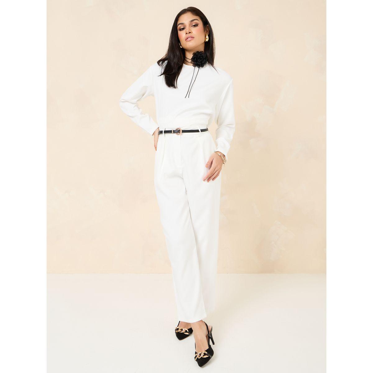 Styli Solid Tapered Trouser with Side Pocket-women-clothing-bottoms-trousers-image-2
