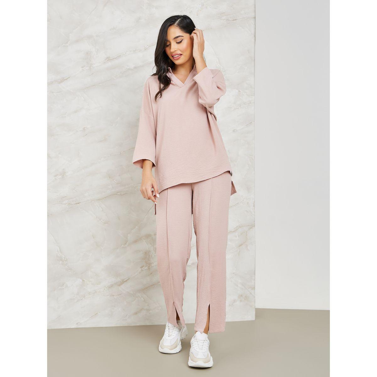 Styli Front Split Hem Detail Tapered Pants-women-clothing-bottoms-trousers-image-2