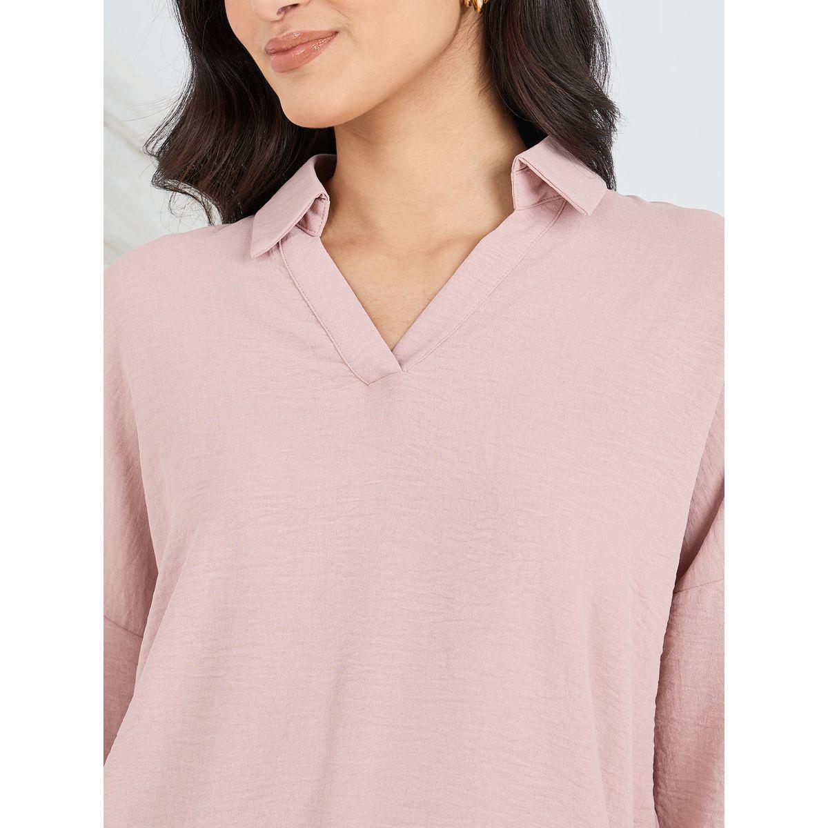 بلوزة بحافة غير متماثلة الطول-women-clothing-shirtsandblouses-blouses-image-3