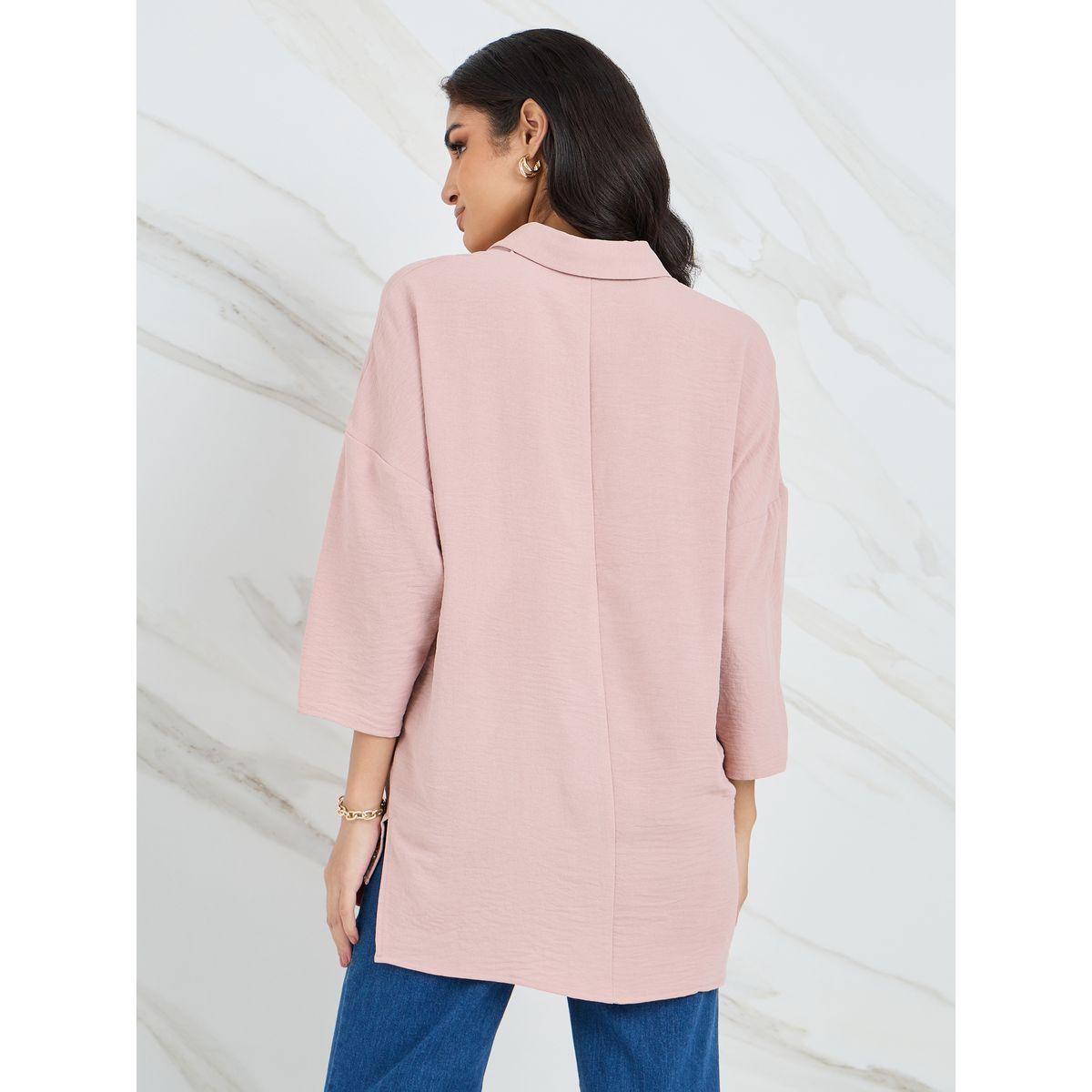 Styli 3/4 Dropped Shoulder Sleeve High-Low Hem Blouse-women-clothing-shirtsandblouses-blouses-image-5