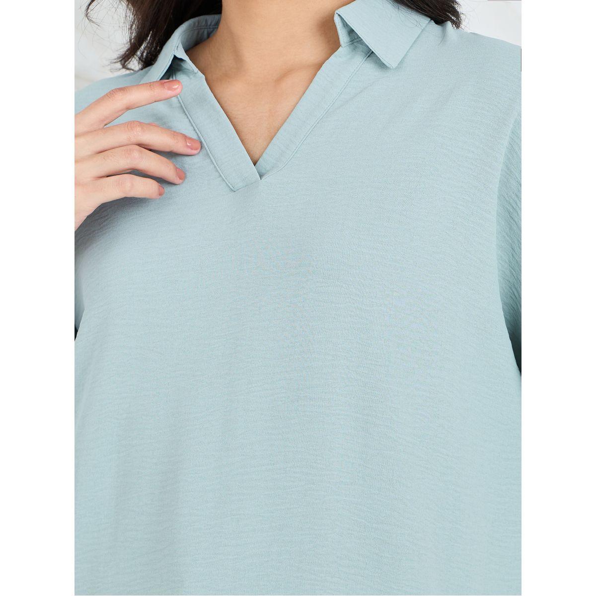Styli 3/4 Dropped Shoulder Sleeve High-Low Hem Blouse-women-clothing-shirtsandblouses-blouses-image-3
