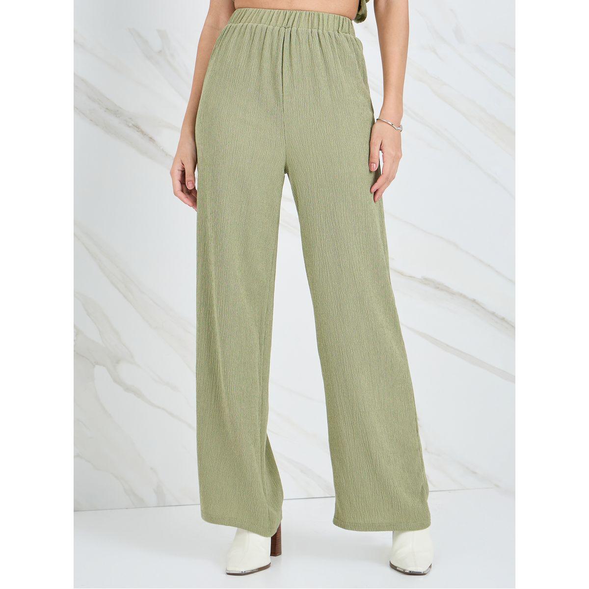 بنطال بأرجل واسعة وخصر مطاطي-women-clothing-bottoms-trousers-image-2