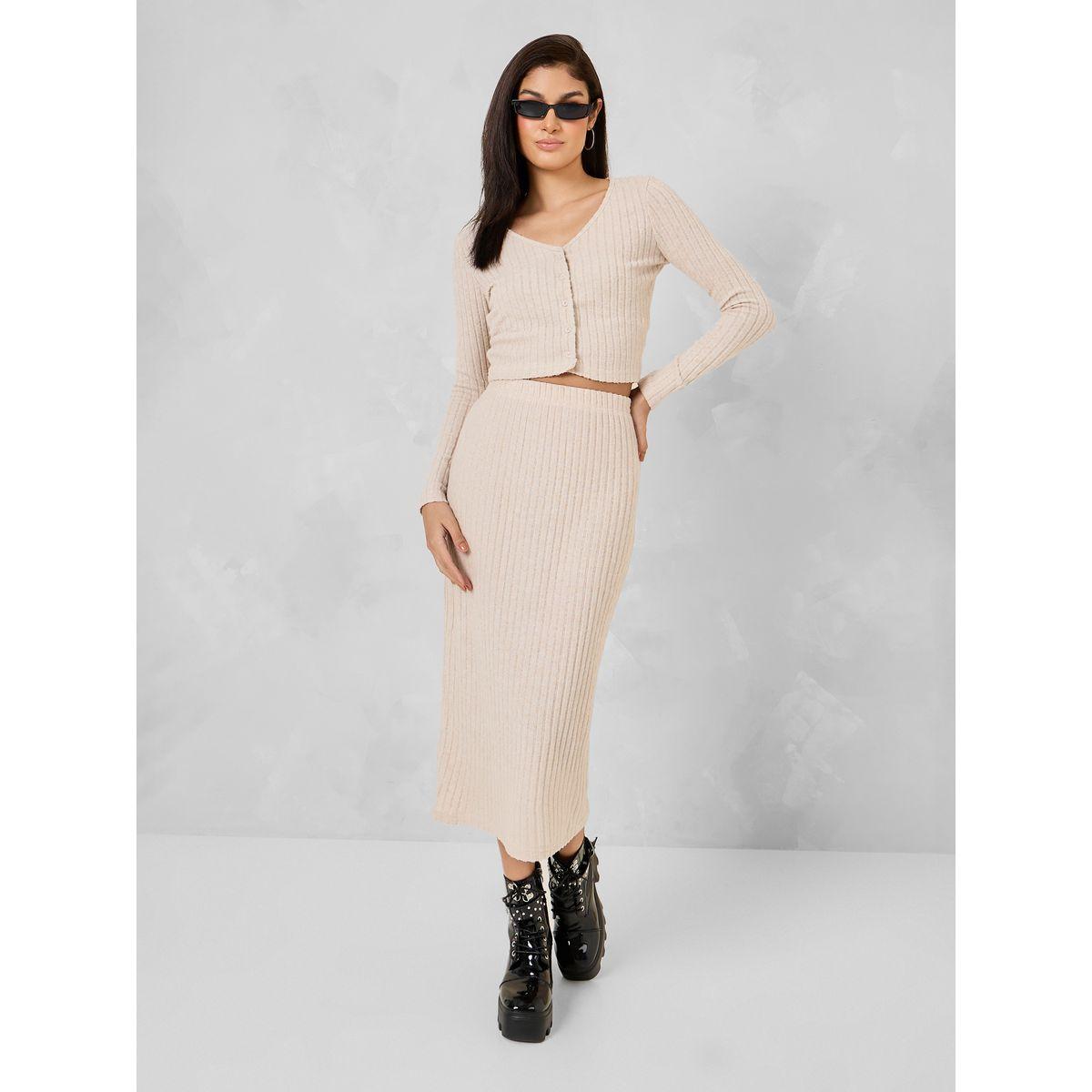 Styli Elastic Waistband Ribbed Midi Skirt-women-clothing-bottoms-skirts-image-1