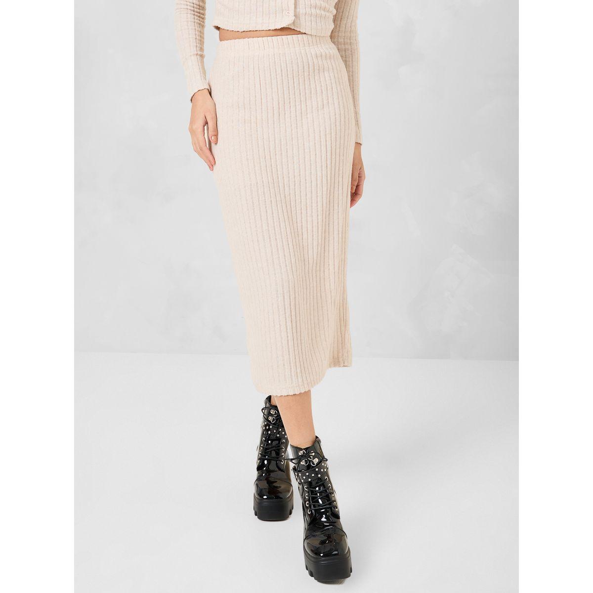 Styli Elastic Waistband Ribbed Midi Skirt-women-clothing-bottoms-skirts-image-2