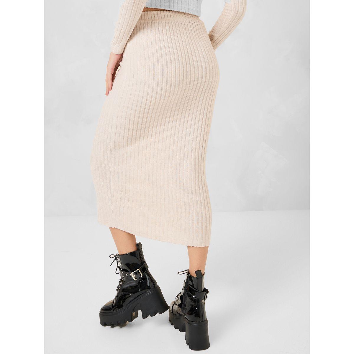 Styli Elastic Waistband Ribbed Midi Skirt-women-clothing-bottoms-skirts-image-3