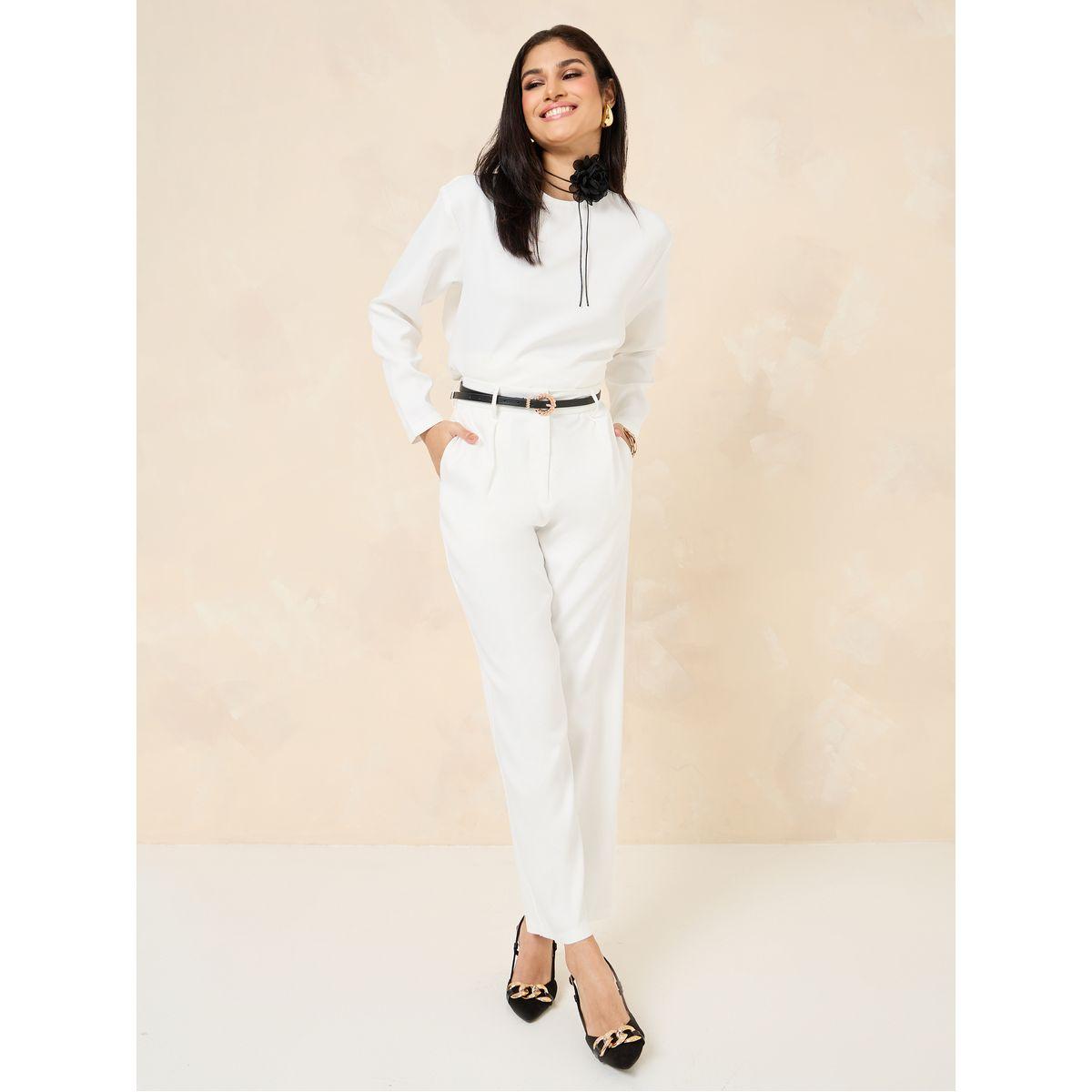 Styli Solid Round Neck Boxy Top-women-clothing-shirtsandblouses-blouses-image-1