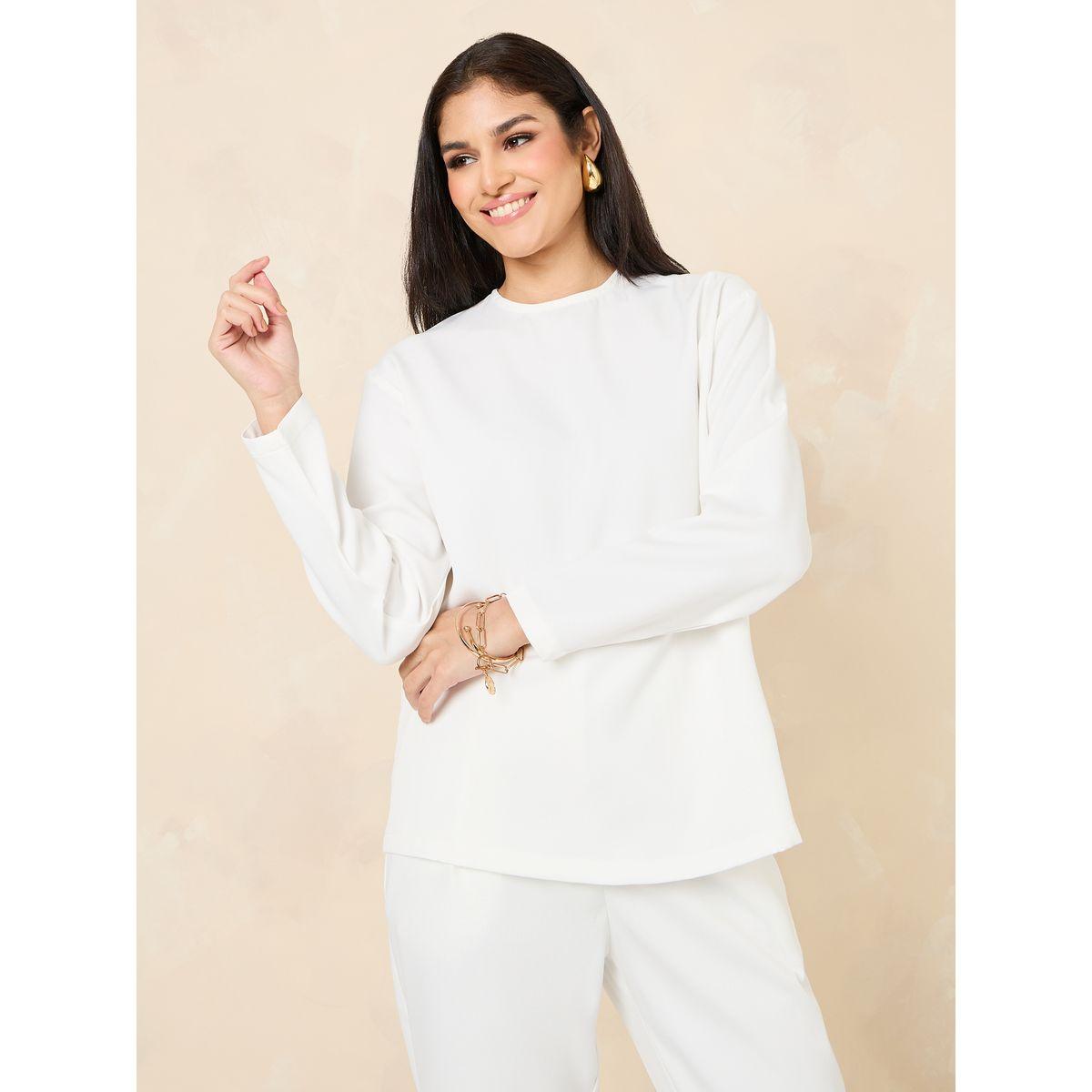 Styli Solid Round Neck Boxy Top-women-clothing-shirtsandblouses-blouses-image-2