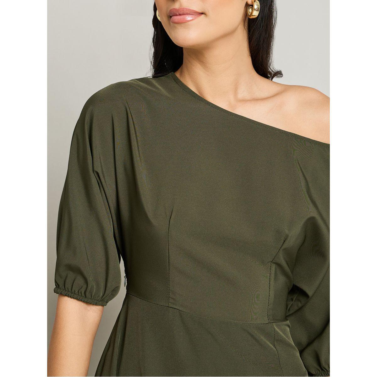 Asymmetric Neck  A-Line Midi Dress-women-clothing-dresses-image-3