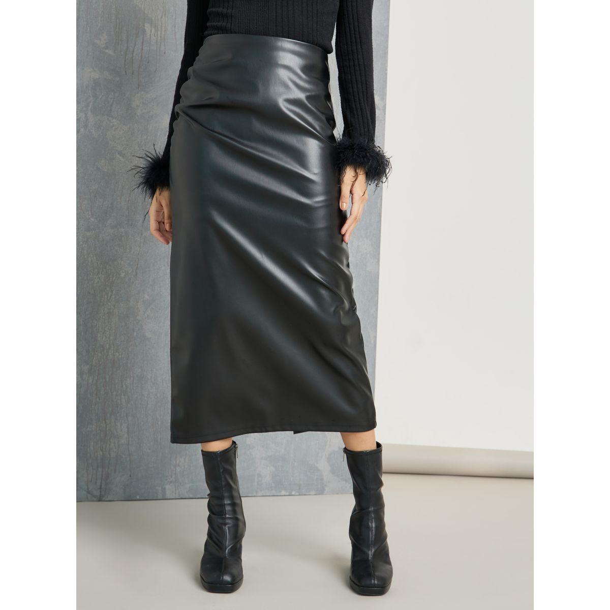 Styli High Rise Split Thigh Leather Look Midi Skirt-women-clothing-bottoms-skirts-image-2
