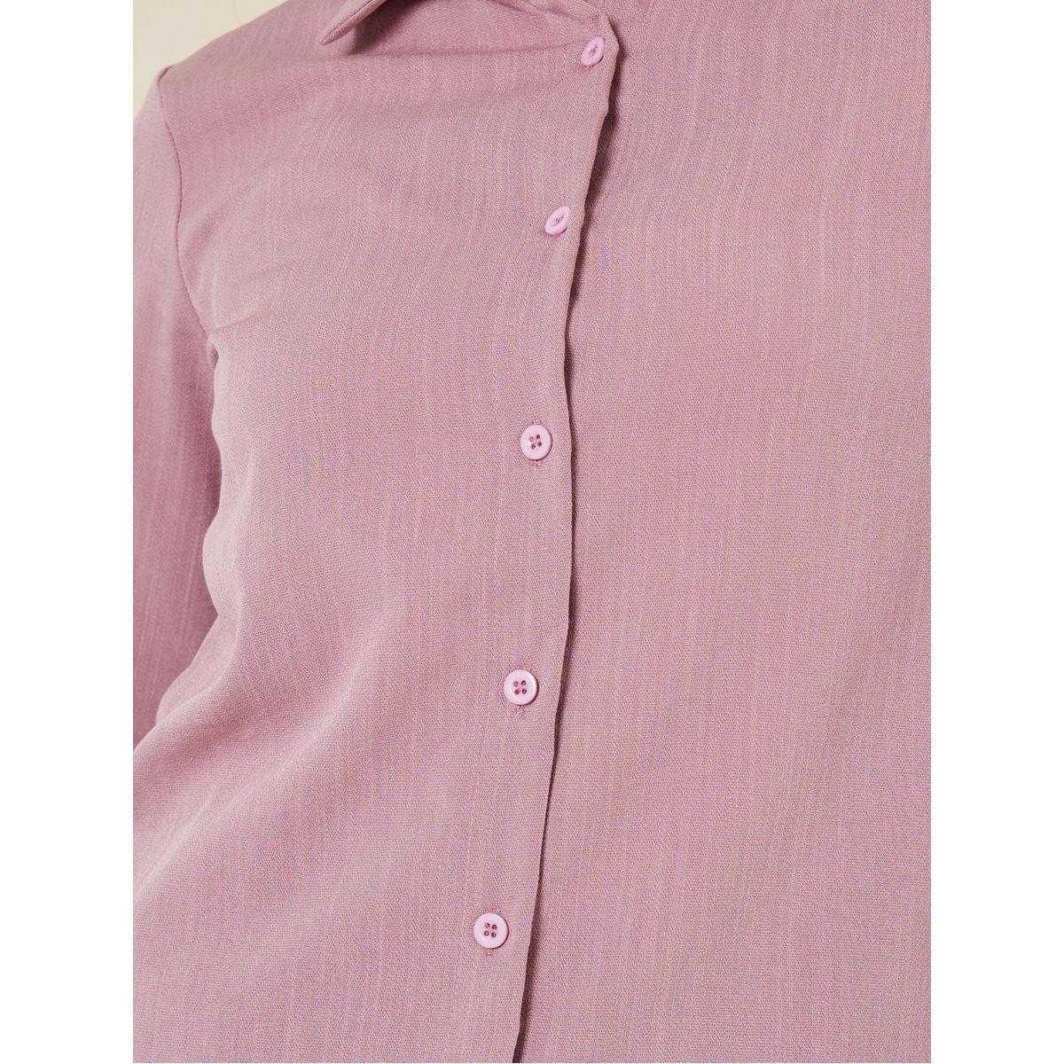 Styli Solid Collared Button Up Shirt-women-clothing-shirtsandblouses-shirts-image-5
