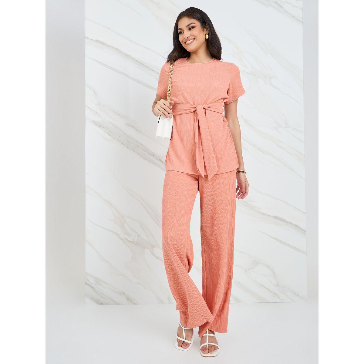 Styli Textured Knit Longline Belted Tunic Top-women-clothing-shirtsandblouses-blouses-image-1