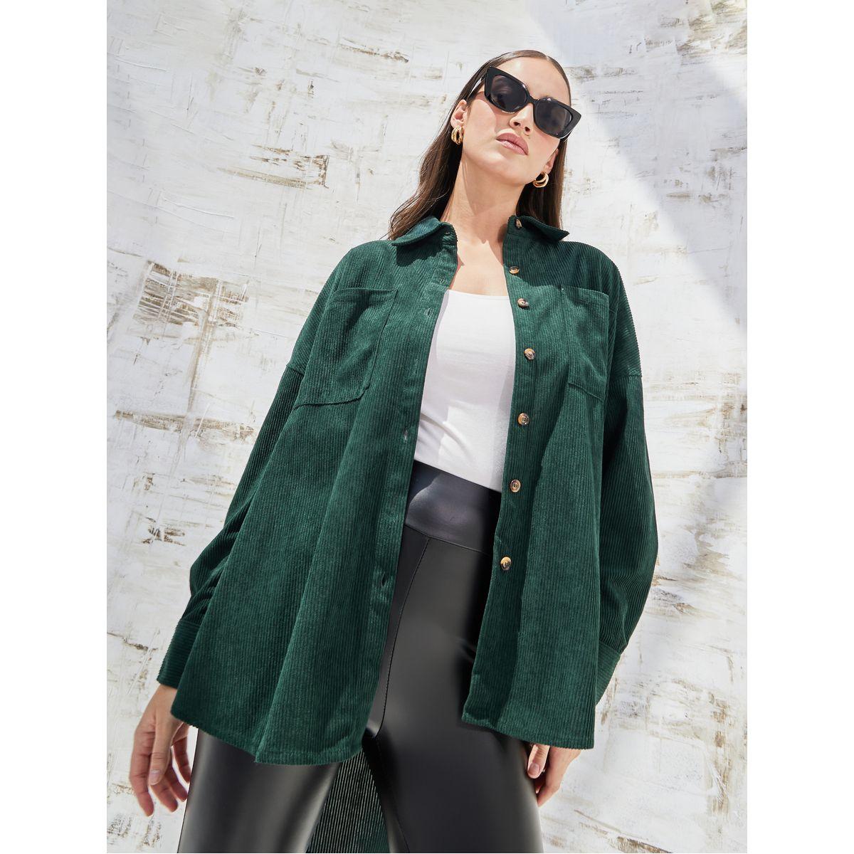 Styli Elevate Textured Oversized Shirt with Patch Pocket-women-clothing-shirtsandblouses-shirts-image-1