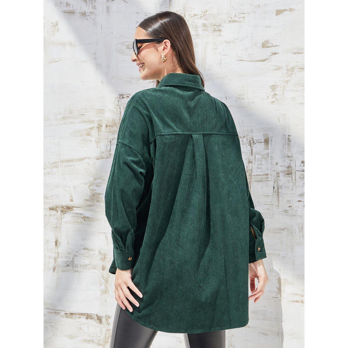 Styli Elevate Textured Oversized Shirt with Patch Pocket-women-clothing-shirtsandblouses-shirts-image-5