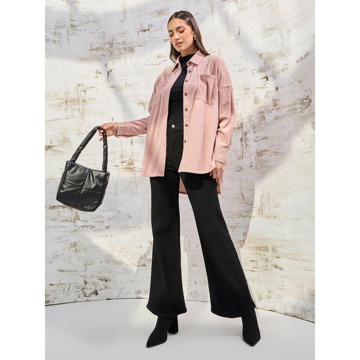 Styli Elevate Textured Oversized Shirt with Patch Pocket-women-clothing-shirtsandblouses-shirts-image-2