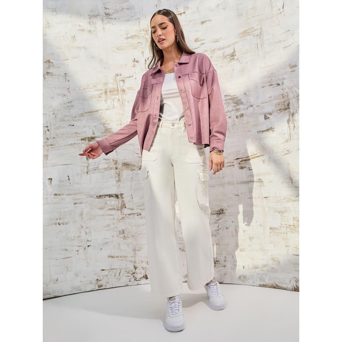 Styli Elevate Oversized Suede Look Jacket with Pockets-women-winterwear-coatsandjackets-jackets-image-2