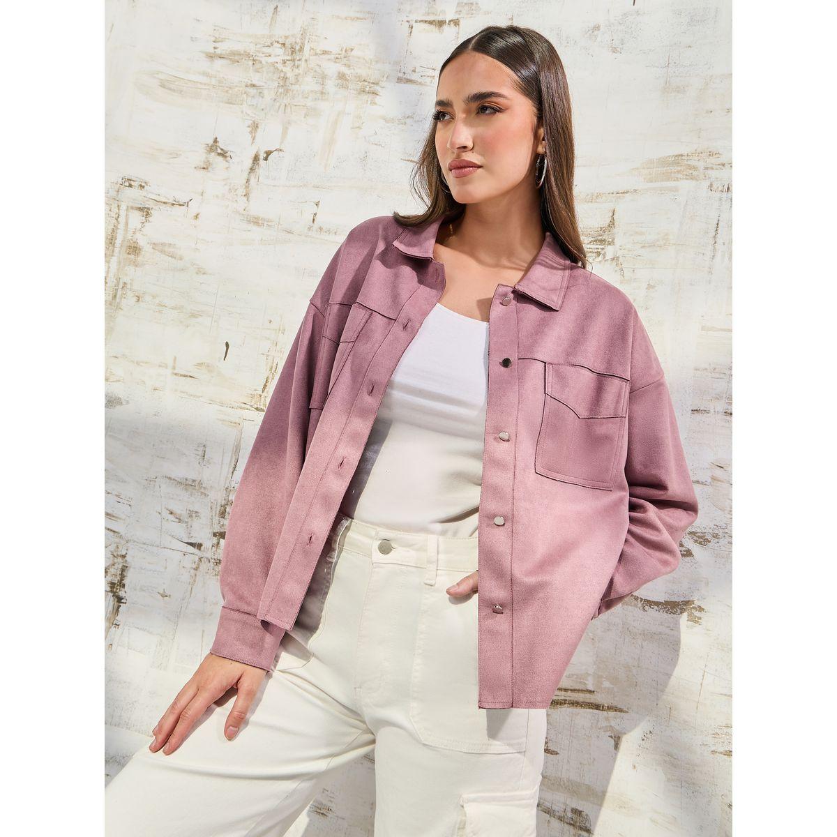 Styli Elevate Oversized Suede Look Jacket with Pockets-women-winterwear-coatsandjackets-jackets-image-3