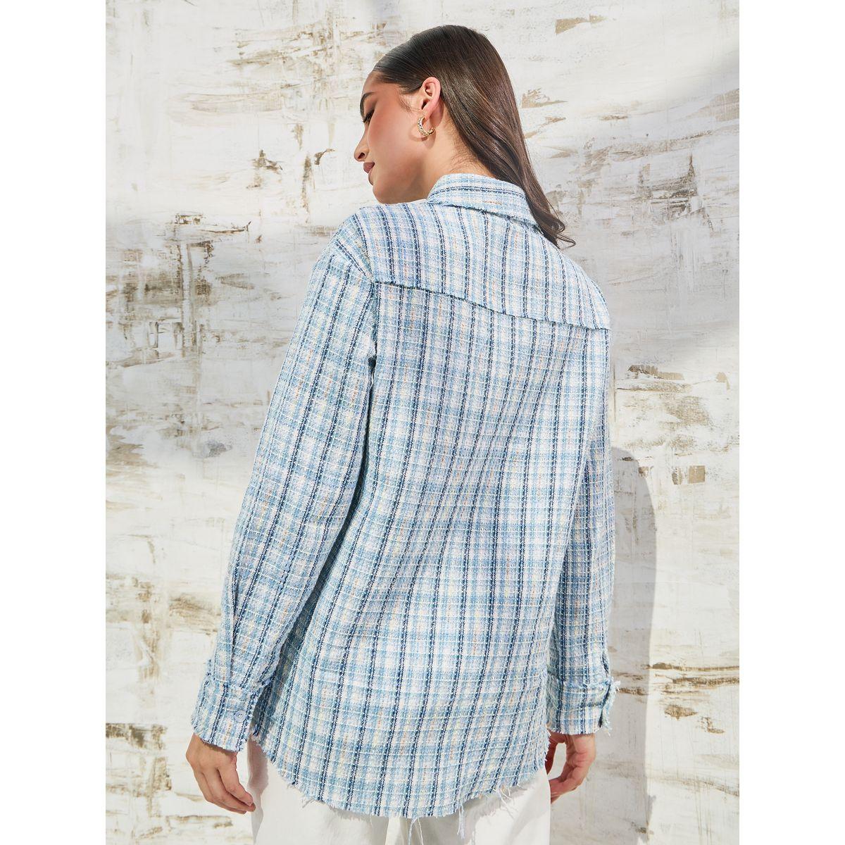 Styli Elevate Oversized Tweed Jacket with Pockets-women-winterwear-coatsandjackets-jackets-image-5