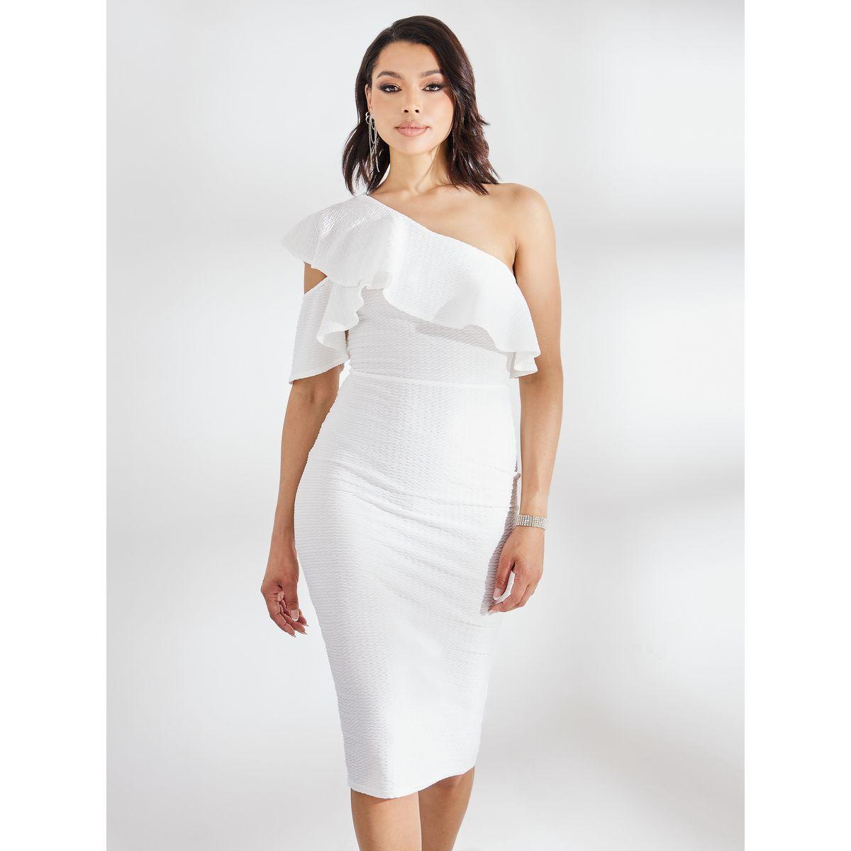 Styli Ruffled One Shoulder Textured Bodycon Dress-women-clothing-dresses-image-2