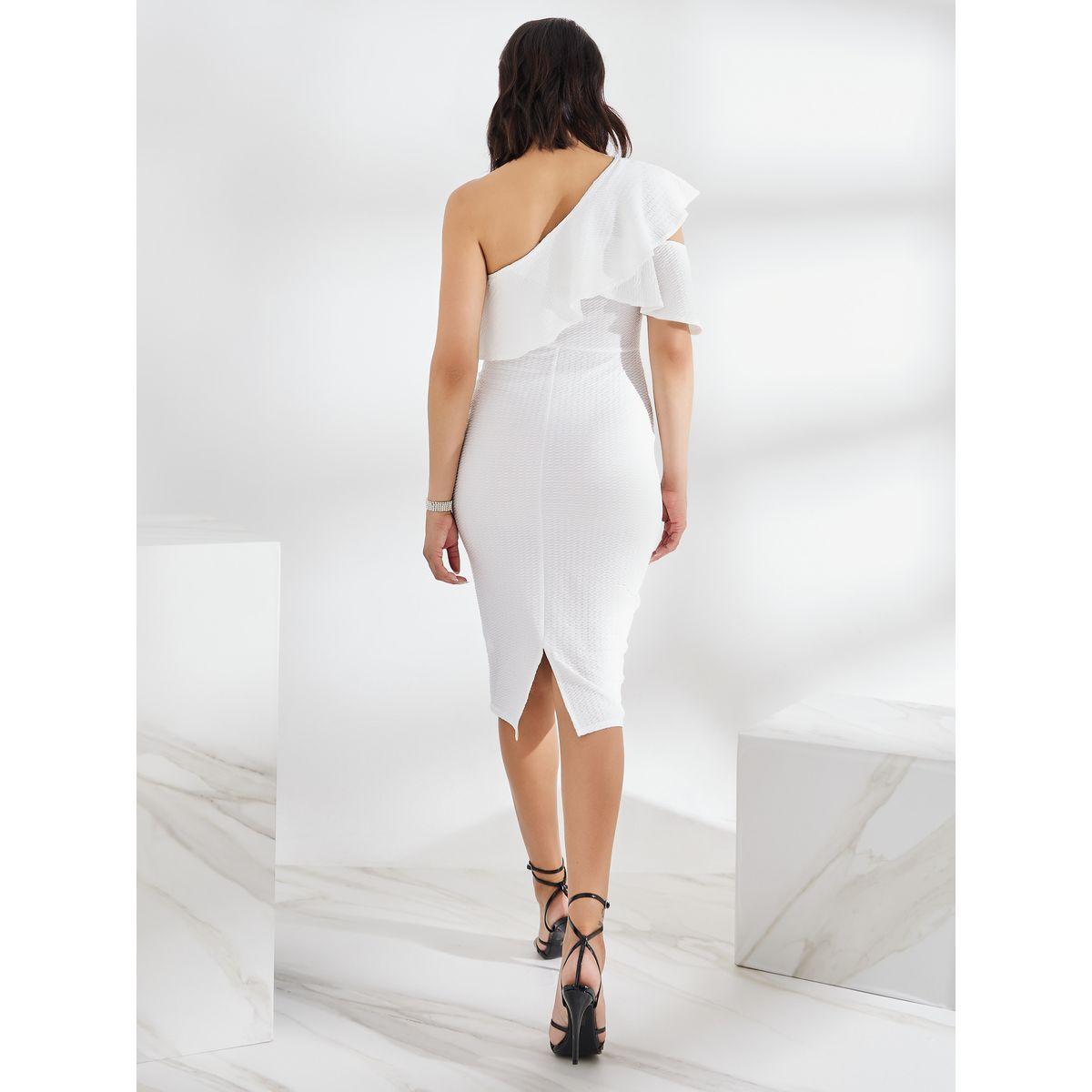 Styli Ruffled One Shoulder Textured Bodycon Dress-women-clothing-dresses-image-5