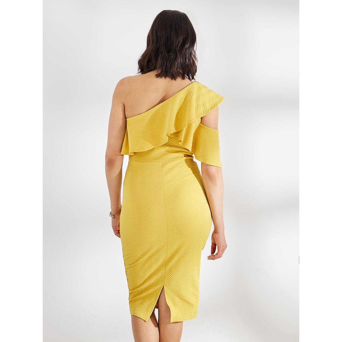 Styli Ruffled One Shoulder Textured Bodycon Dress-women-clothing-dresses-image-5