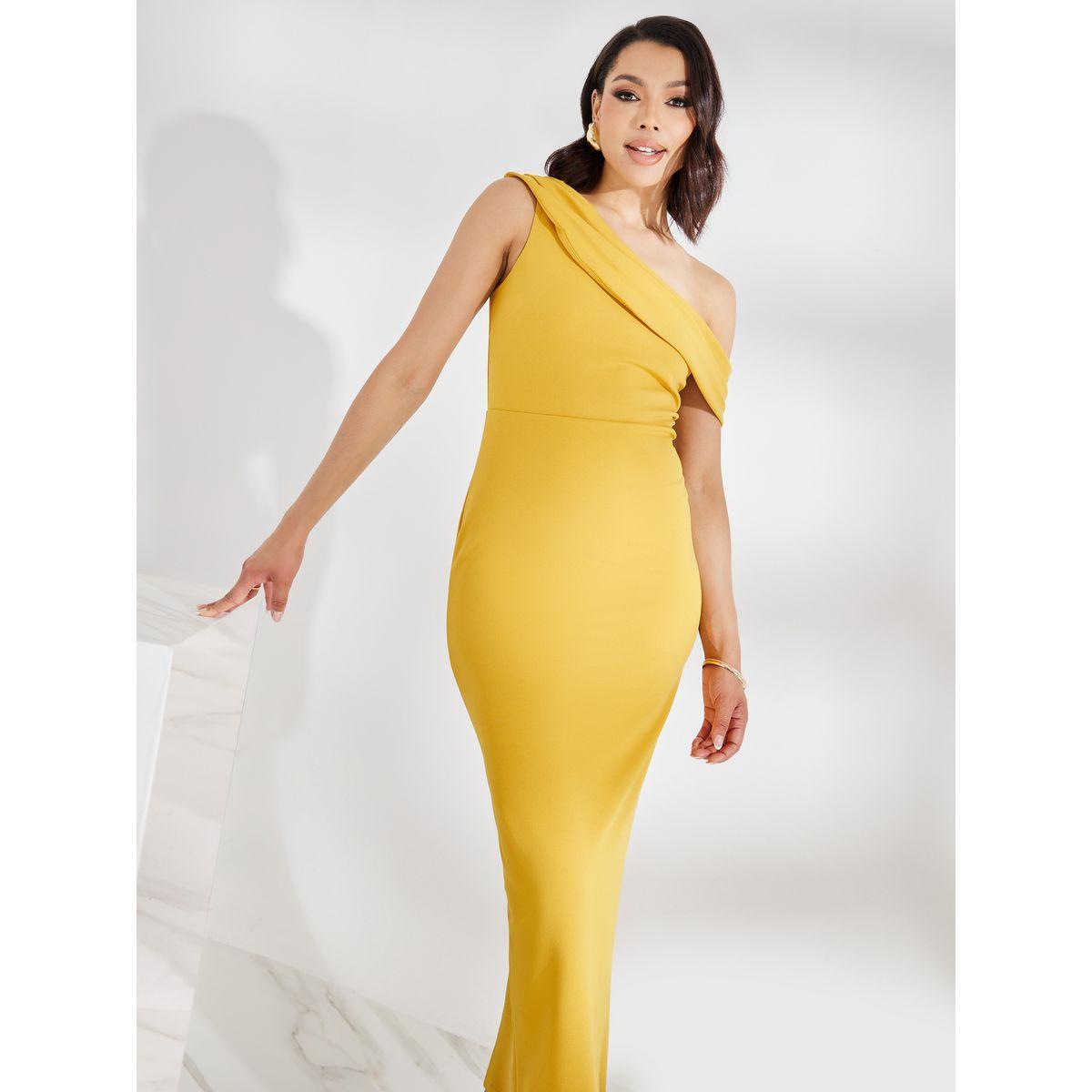 فستان طويل بياقة غير متماثلة الطول-women-clothing-dresses-image-2