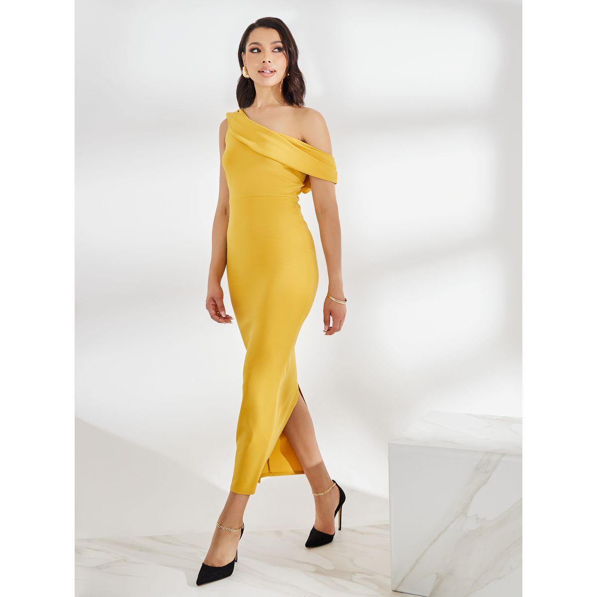 فستان طويل بياقة غير متماثلة الطول-women-clothing-dresses-image-3