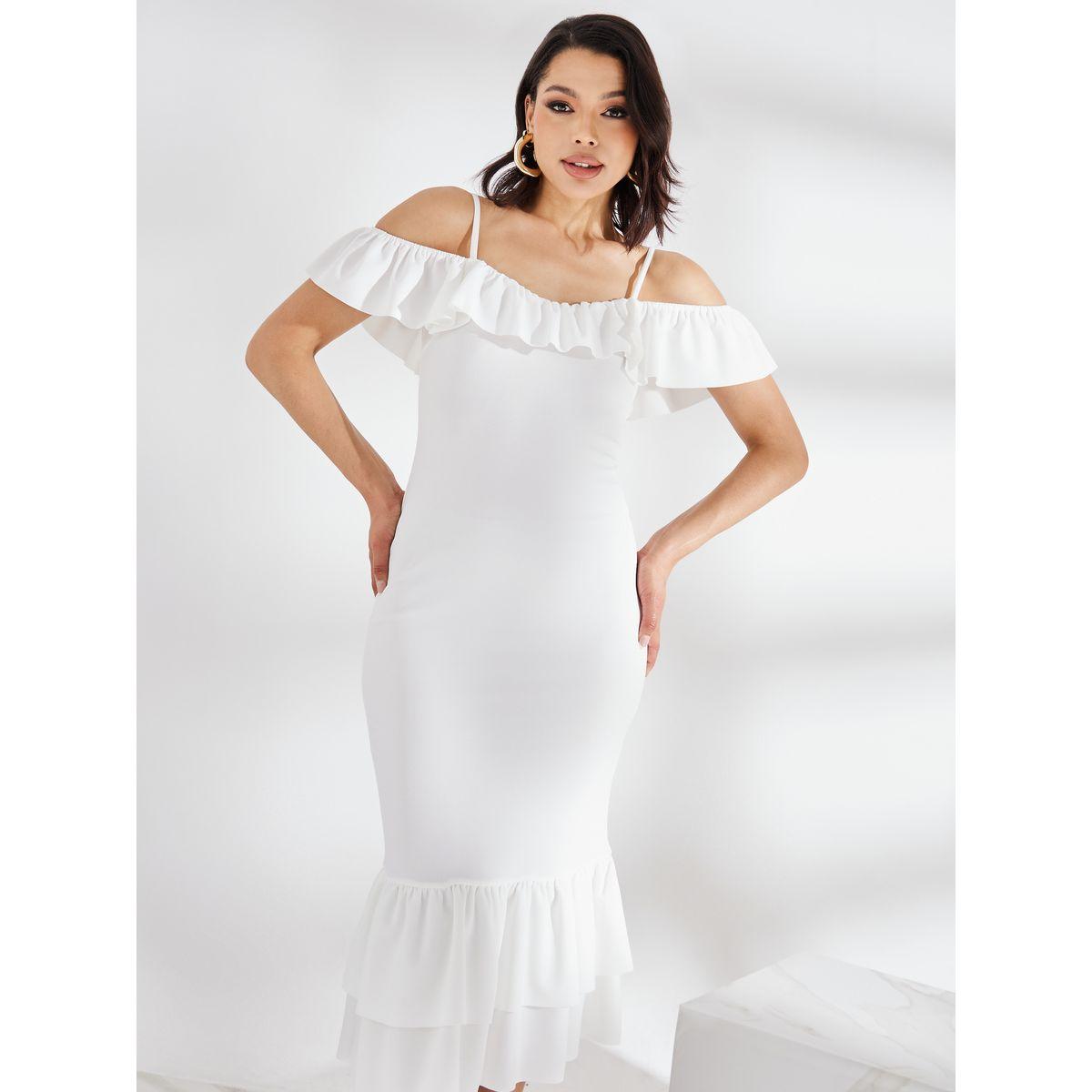 Styli Cold Shoulder Ruffled Edge Bodycon Midi Dress-women-clothing-dresses-image-3