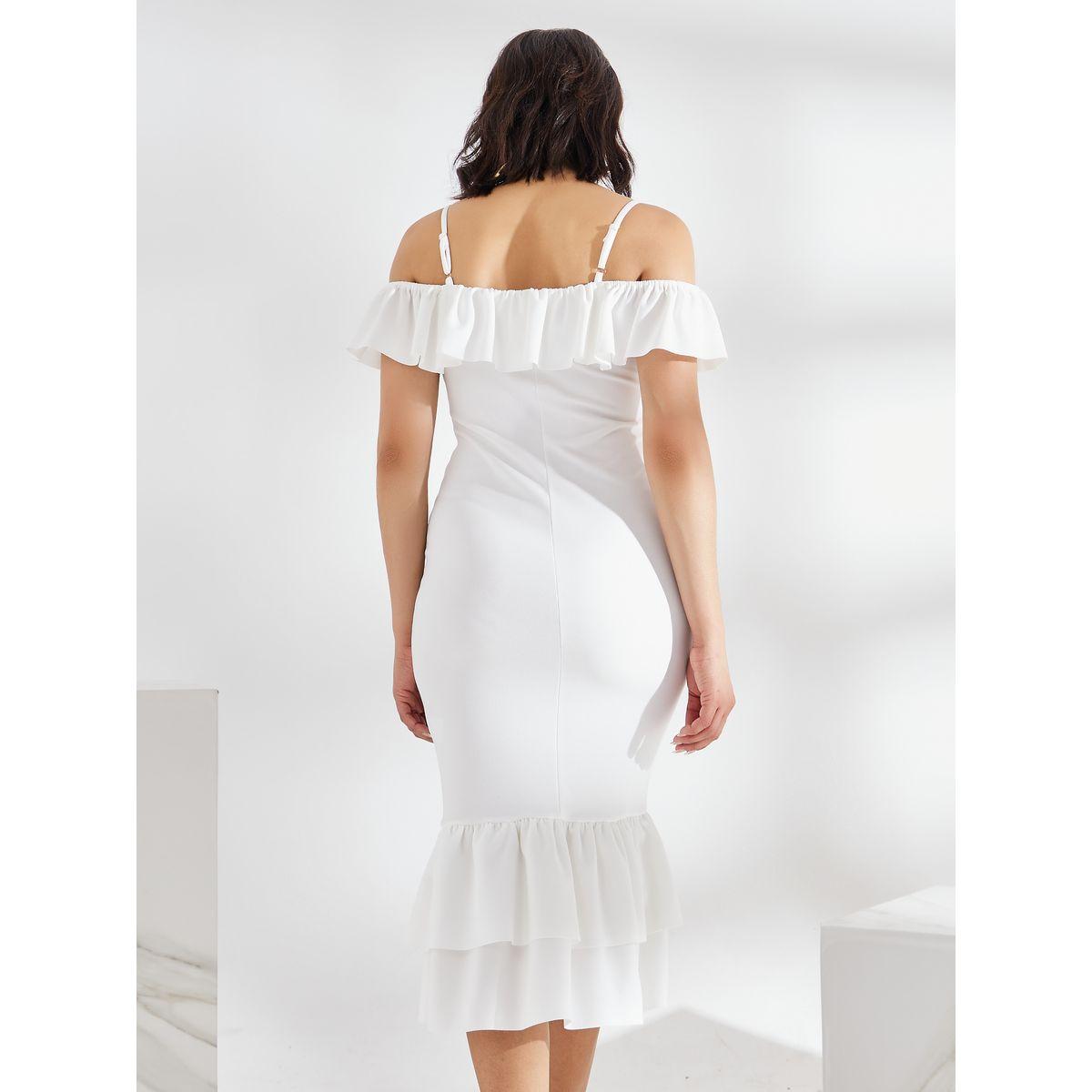 Styli Cold Shoulder Ruffled Edge Bodycon Midi Dress-women-clothing-dresses-image-5