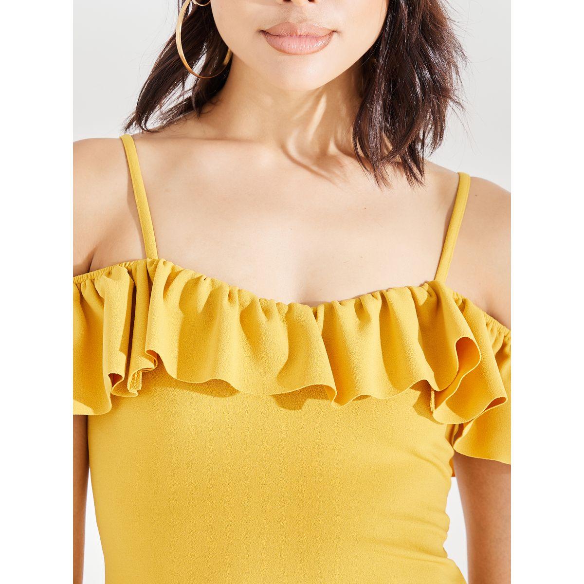 Styli Cold Shoulder Ruffled Edge Bodycon Midi Dress-women-clothing-dresses-image-4