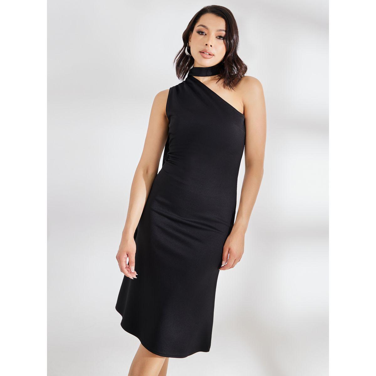 فستان ميدي بياقة بربطة وشاح-women-clothing-dresses-image-2
