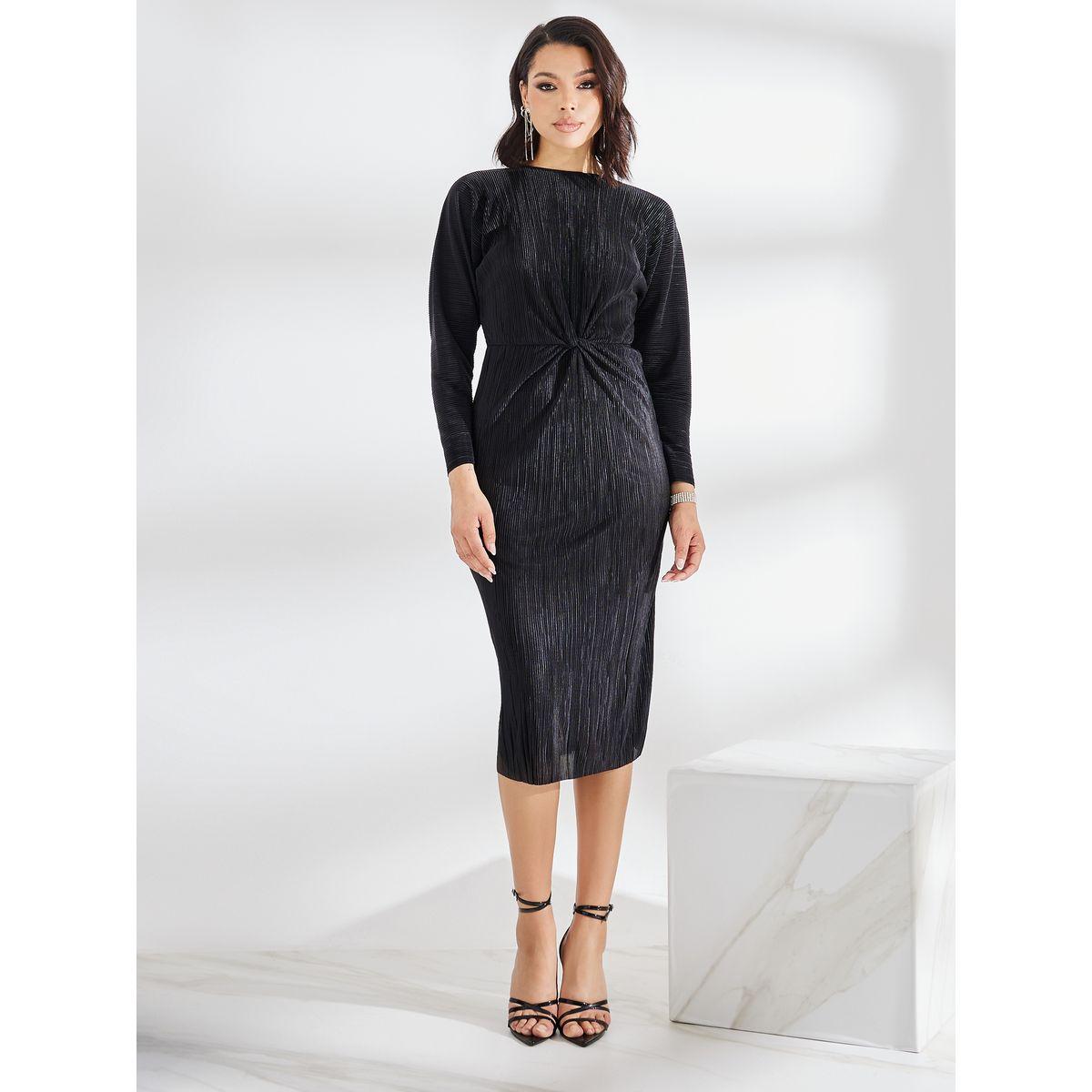 Styli Knot Front Plisse Bodycon Midi Dress-women-clothing-dresses-image-2