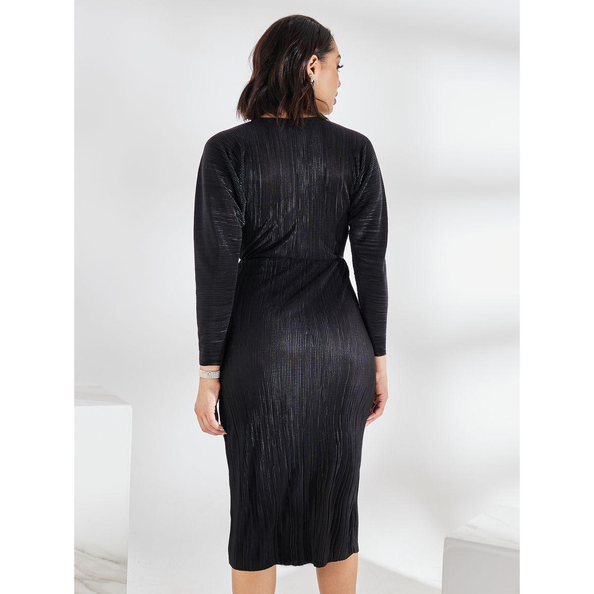 Styli Knot Front Plisse Bodycon Midi Dress-women-clothing-dresses-image-5