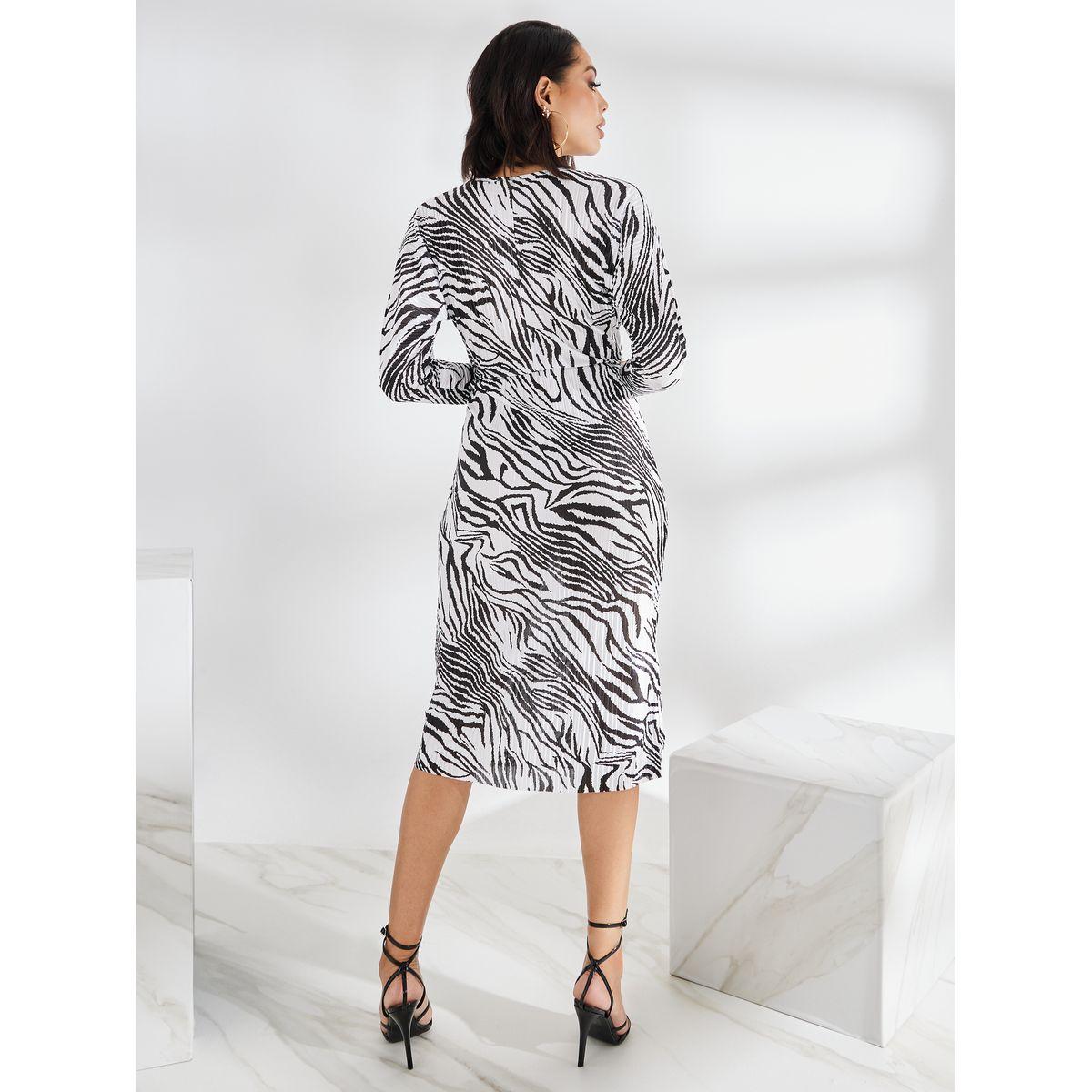 فستان ميدي مزين بعقدة امامية-women-clothing-dresses-image-5