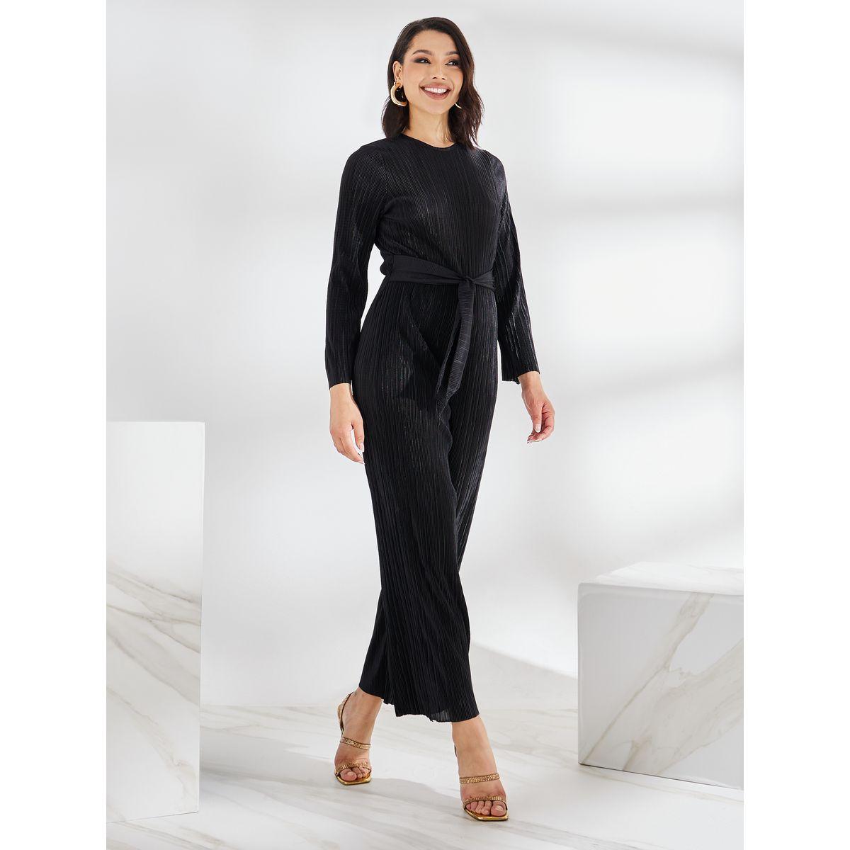 جمبسوت بليسيه بأرجل واسعة وأربطة-women-clothing-jumpsuits-image-2