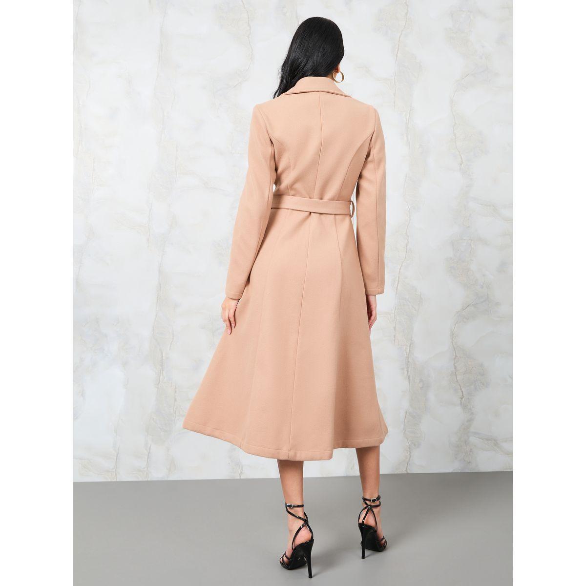 Styli Solid Notch Lapel Belted Coat Midi Dress-women-clothing-dresses-image-4