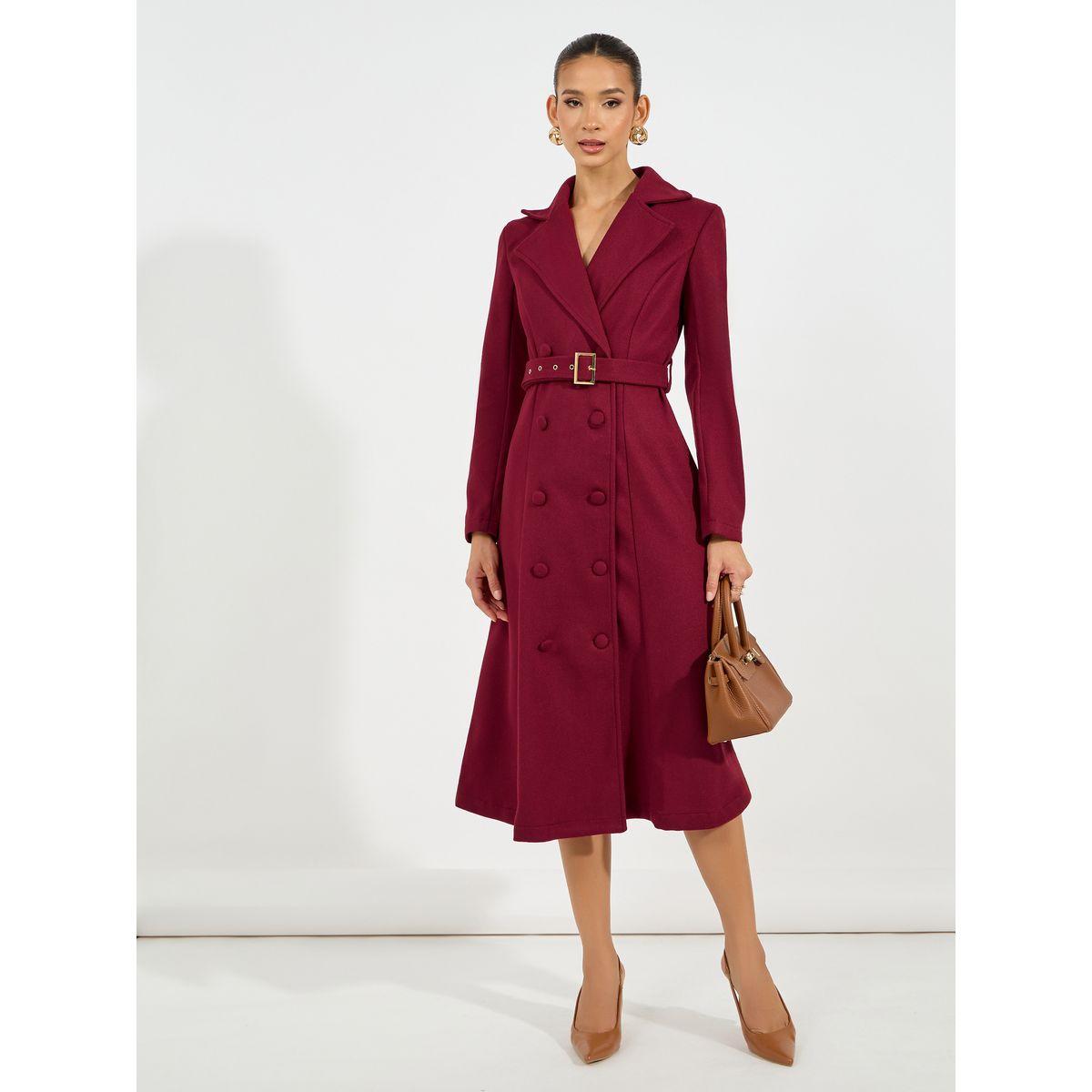 فستان ميدي سادة بحزام خصر-women-clothing-dresses-image-1