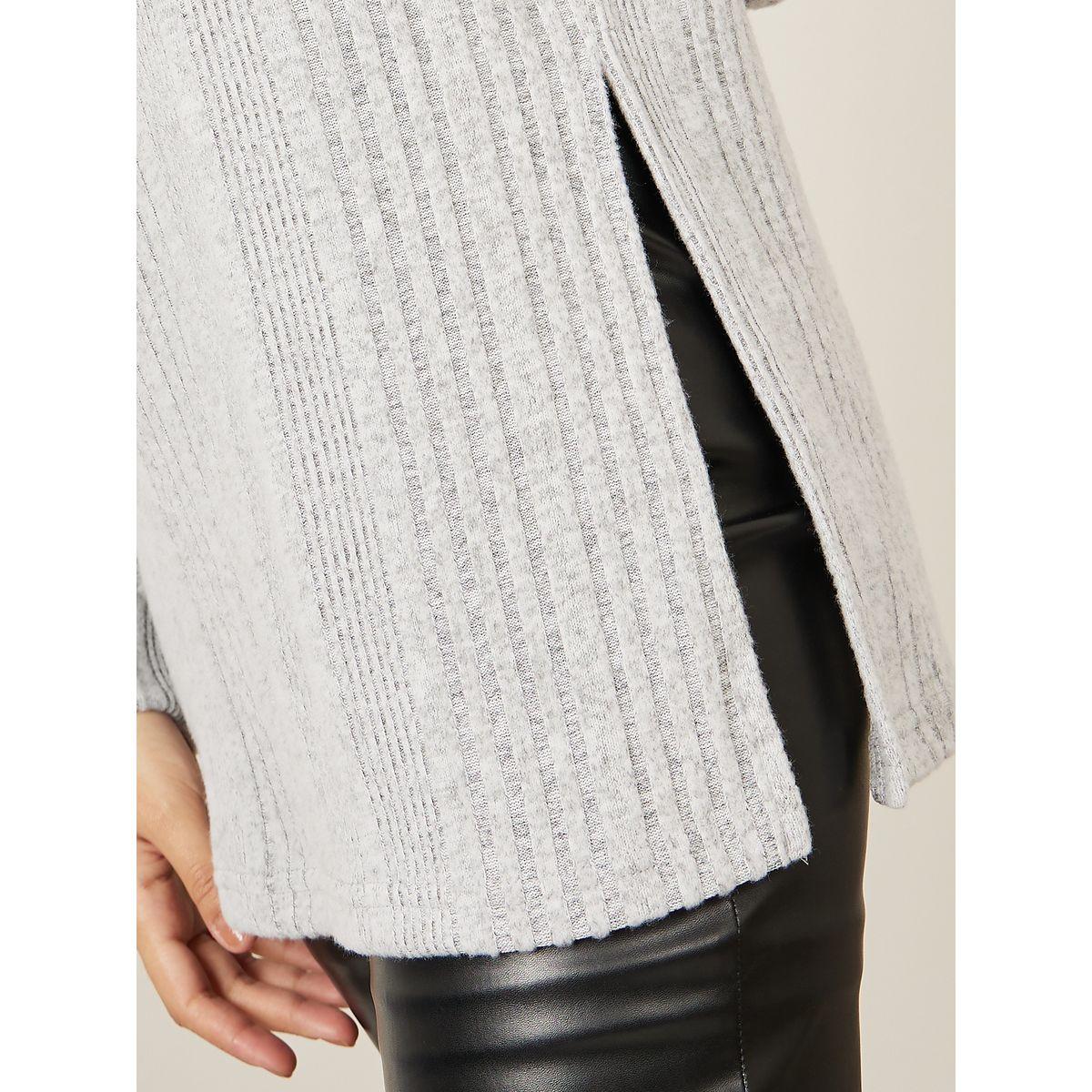 Styli Oversized Brushed Rib Collared Neck Longline Polo T-Shirt-women-clothing-tshirts-image-4