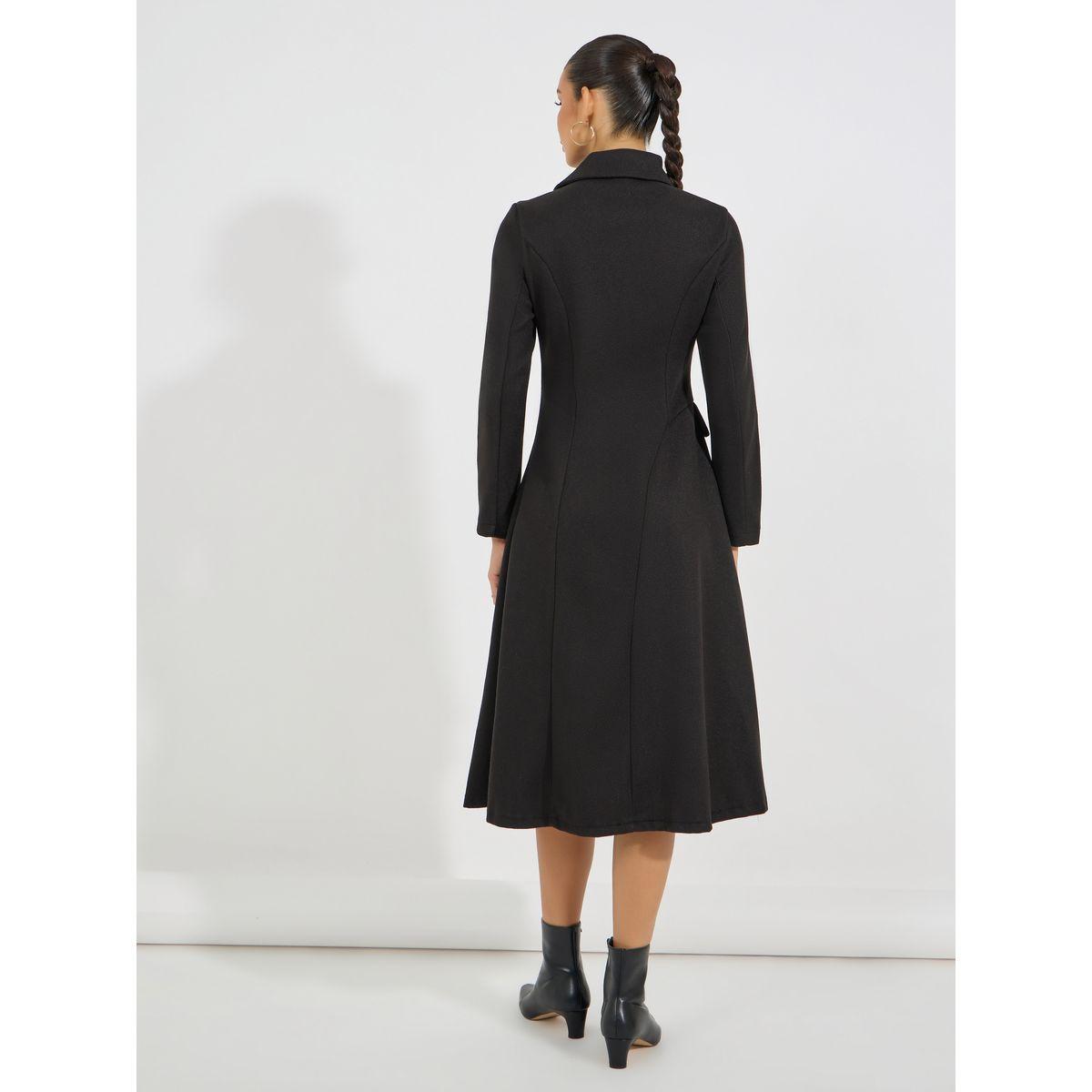 Styli Buttoned Collared Wool Like Blazer Midi Dress-women-clothing-dresses-image-6