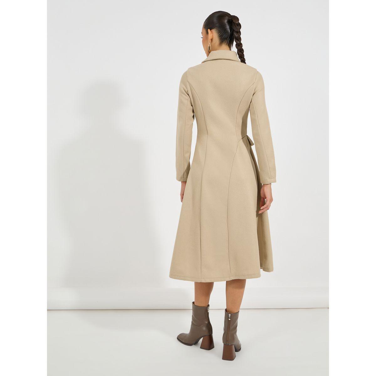 فستان ميدي بنمط بليزر مع أزرار غلق-women-clothing-dresses-image-1
