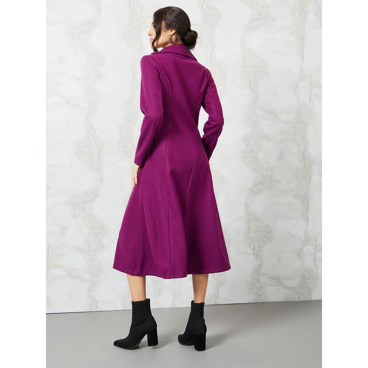 Styli Buttoned Collared Wool Like Blazer Midi Dress-women-clothing-dresses-image-4
