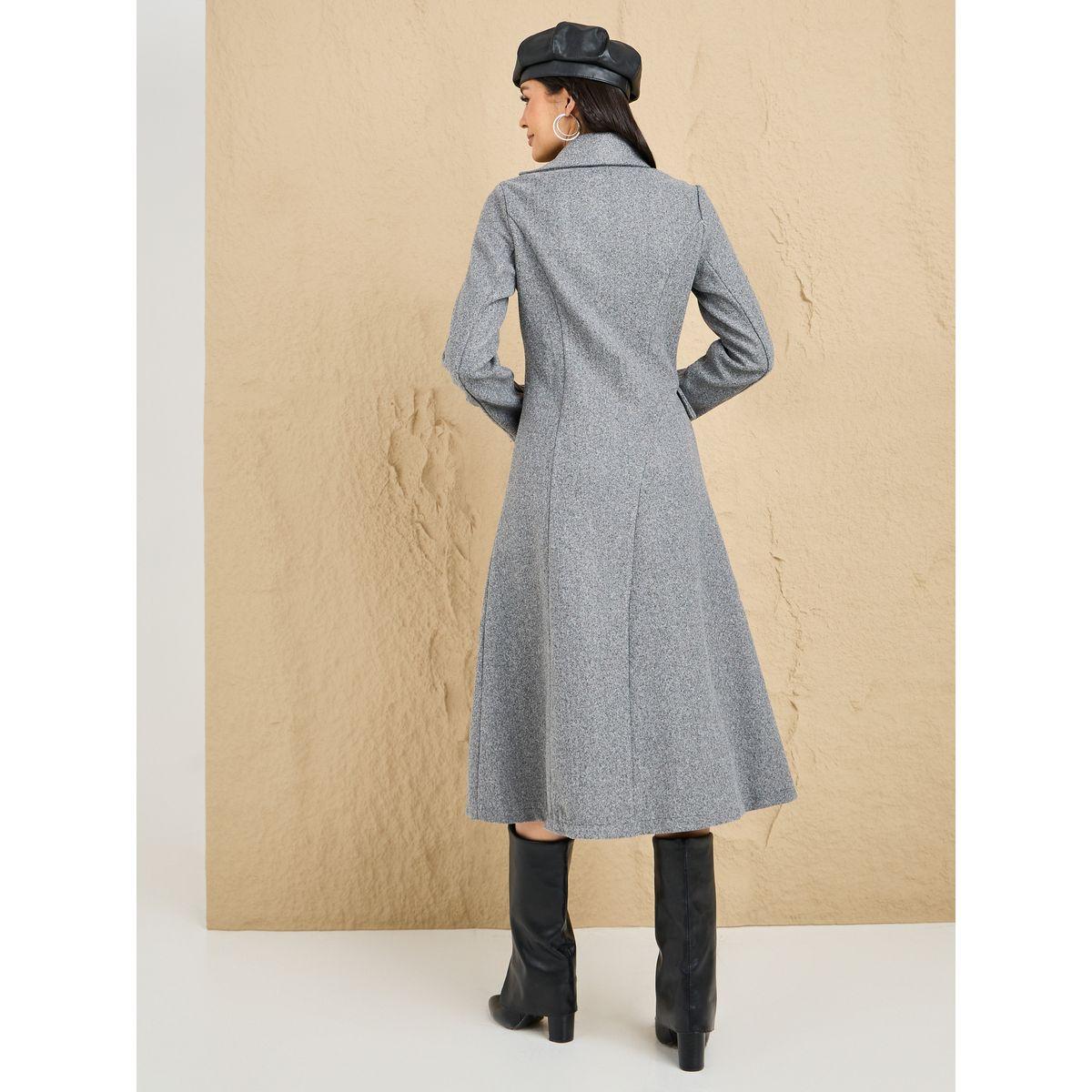 Styli Buttoned Collared Wool Like Blazer Midi Dress-women-clothing-dresses-image-4