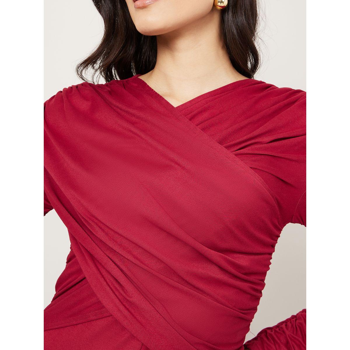 Styli Ruched Sleeve Gathered Front A-Line Maxi Dress-women-clothing-dresses-image-3