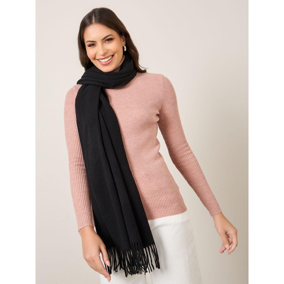 Styli Fringe Edge Detail Scarf-women-winterwear-scarves-image-2